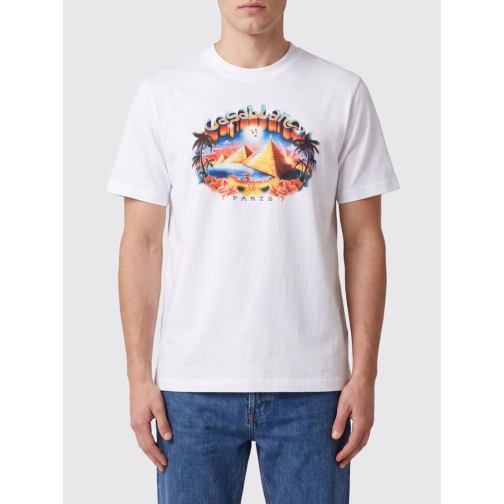 Casablanca Men Casablanca Organic Cotton Crew Neck T-Shirt With Logo Print